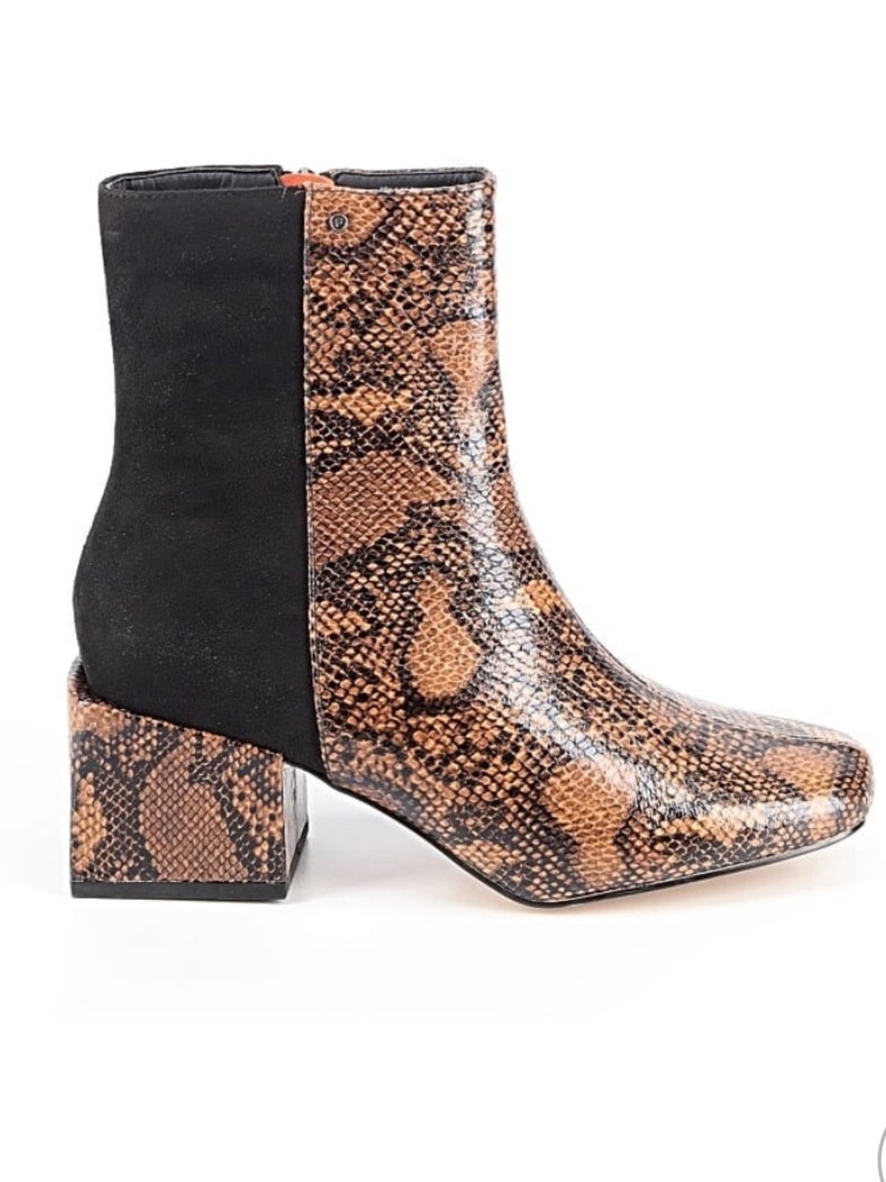 French Connection Tan and Black Snake-Print Ankle Booties - Picture 5 of 5